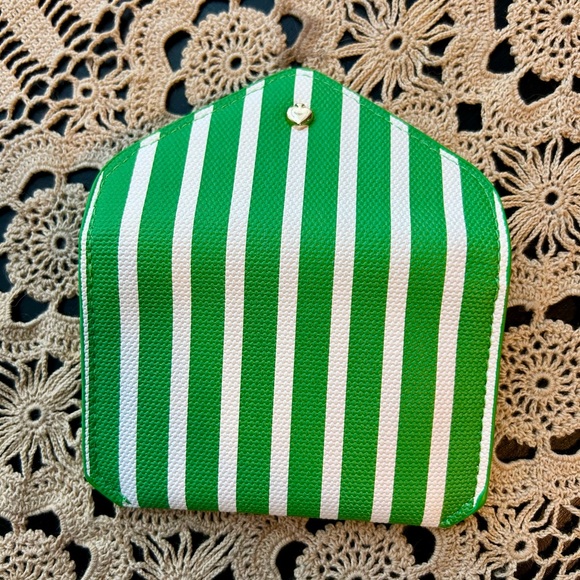 Kate Spade Striped Green and White Card Holder - Picture 2 of 5